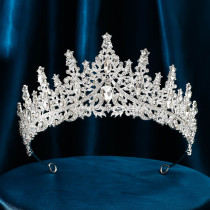 Wedding Crown Headpiece for Bride Baroque Korean Style Water Crystal Princess Queen Crown Birthday Hair Accessory for Wedding Dress