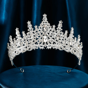 Wedding Crown Headpiece for Bride Baroque Korean Style Water Crystal Princess Queen Crown Birthday Hair Accessory for Wedding Dress