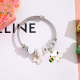 Cartoon style Snoopy crystal bead bracelet, female niche design, best friend bracelet, stainless steel jewelry