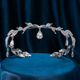 Wedding Crown Headpiece for Bride Baroque Korean Style Water Crystal Princess Queen Crown Birthday Hair Accessory for Wedding Dress