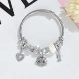 Love crystal bead bracelet, female best friend bracelet, diamond studded KT cat butterfly pendant, stainless steel bracelet accessory