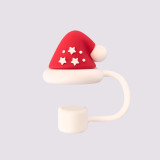 Christmas straw cap soft rubber 10mm straw cover cute cartoon party straw decoration cap dust cover
