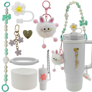 Water Cup Accessories Set Suitable for 40oz Bow Straw Cap Cup Set Hair Ball Pendant
