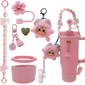 Water Cup Accessories Set Suitable for 40oz Bow Straw Cap Cup Set Hair Ball Pendant