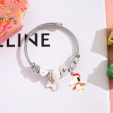 Cartoon style Snoopy crystal bead bracelet, female niche design, best friend bracelet, stainless steel jewelry
