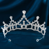 Wedding Crown Headpiece for Bride Baroque Korean Style Water Crystal Princess Queen Crown Birthday Hair Accessory for Wedding Dress