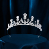 Wedding Crown Headpiece for Bride Baroque Korean Style Water Crystal Princess Queen Crown Birthday Hair Accessory for Wedding Dress