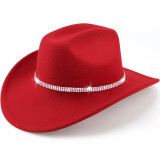 Western cowboy hat with rhinestone wide edge flash denim hat for men and women, party travel jazz hat