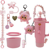 Water Cup Accessories Set Suitable for 40oz Bow Straw Cap Cup Set Hair Ball Pendant