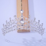 Wedding Crown Headpiece for Bride Baroque Korean Style Water Crystal Princess Queen Crown Birthday Hair Accessory for Wedding Dress