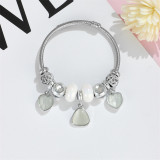 Wind Cat Eye Stone Beaded Bracelet Female Student Little Swan Love Pendant Stainless Steel Bracelet