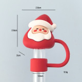 Christmas straw cap soft rubber 10mm straw cover cute cartoon party straw decoration cap dust cover