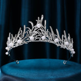 Wedding Crown Headpiece for Bride Baroque Korean Style Water Crystal Princess Queen Crown Birthday Hair Accessory for Wedding Dress