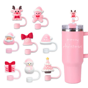 Christmas straw cap soft rubber 10mm straw cover cute cartoon party straw decoration cap dust cover