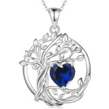 Tree of Life s925 sterling silver double layered necklace, women's twelfth birthday stone pendant, collarbone chain