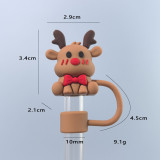 Christmas straw cap soft rubber 10mm straw cover cute cartoon party straw decoration cap dust cover