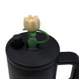 3D silicone 10mm straw cap, cute rose straw, dustproof and reusable straw cap