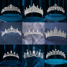 Wedding Crown Headpiece for Bride Baroque Korean Style Water Crystal Princess Queen Crown Birthday Hair Accessory for Wedding Dress