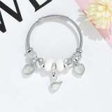 Wind Cat Eye Stone Beaded Bracelet Female Student Little Swan Love Pendant Stainless Steel Bracelet