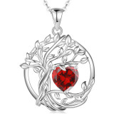 Tree of Life s925 sterling silver double layered necklace, women's twelfth birthday stone pendant, collarbone chain