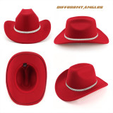 Western cowboy hat with rhinestone wide edge flash denim hat for men and women, party travel jazz hat