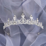 Wedding Crown Headpiece for Bride Baroque Korean Style Water Crystal Princess Queen Crown Birthday Hair Accessory for Wedding Dress