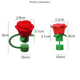 3D silicone 10mm straw cap, cute rose straw, dustproof and reusable straw cap