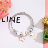 Cartoon style Snoopy crystal bead bracelet, female niche design, best friend bracelet, stainless steel jewelry