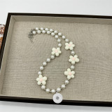 20mm snap button jewelry Flower frosted pearl necklace, cute girl's heart necklace, children's necklace