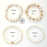 CCB Round Bead Imitation Pearl Love Bead Bracelet 4-piece Set 20mm snap button jewelry
