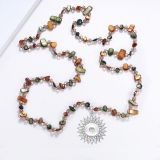 Bohemian Natural Shell Crystal Stacked Necklace Double Layer 20mm snap button jewelry