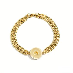 New Double layer Stainless Steel Bracelet for Men and Women Couples 20mm snap button jewelry