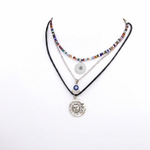 Stacked Retro Creative Tree of Life Devil's Eye Necklace  20mm snap button jewelry