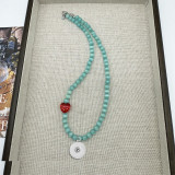 Green pink cat eye stone heart-shaped necklace bracelet collarbone chain for women 20mm snap button jewelry