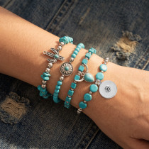 Vintage Turquoise Bracelet Set Cactus Bead Bracelet 20mm snap button jewelry