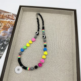 Colored bead necklace acrylic smiling face love bow cartoon student collarbone chain 20mm snap button jewelry