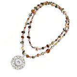 Bohemian Natural Shell Crystal Stacked Necklace Double Layer 20mm snap button jewelry