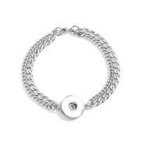 New Double layer Stainless Steel Bracelet for Men and Women Couples 20mm snap button jewelry