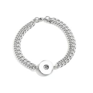New Double layer Stainless Steel Bracelet for Men and Women Couples 20mm snap button jewelry