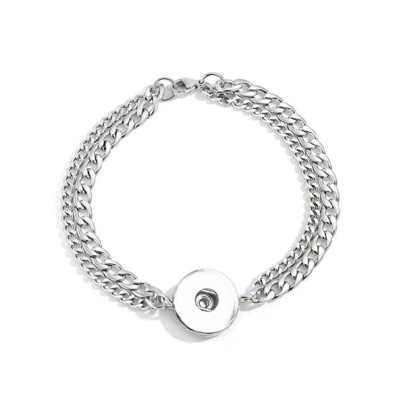 New Double layer Stainless Steel Bracelet for Men and Women Couples 20mm snap button jewelry