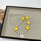20mm snap button jewelry Flower frosted pearl necklace, cute girl's heart necklace, children's necklace