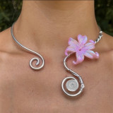 New Colorful Collar Flower Spiral Adjustable Necklace 20mm snap button jewelry