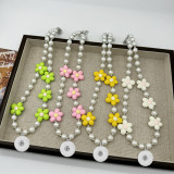 20mm snap button jewelry Flower frosted pearl necklace, cute girl's heart necklace, children's necklace