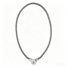 45CM Braided grey leather necklace fit snaps