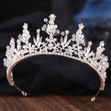 New Bridal Headpiece White Crystal Handmade Beaded Bridal Princess Crown Wedding Dress Accessories Wedding Accessories