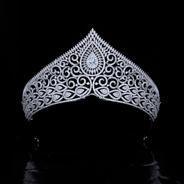 Beauty pageant model crown bride wedding grand zircon crown wedding headdress luxurious wedding hair accessories