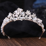 New Bridal Headpiece White Crystal Handmade Beaded Bridal Princess Crown Wedding Dress Accessories Wedding Accessories