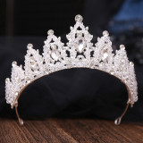 New Bridal Headpiece White Crystal Handmade Beaded Bridal Princess Crown Wedding Dress Accessories Wedding Accessories
