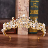 New Bridal Headpiece White Crystal Handmade Beaded Bridal Princess Crown Wedding Dress Accessories Wedding Accessories