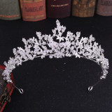New Bridal Headpiece White Crystal Handmade Beaded Bridal Princess Crown Wedding Dress Accessories Wedding Accessories